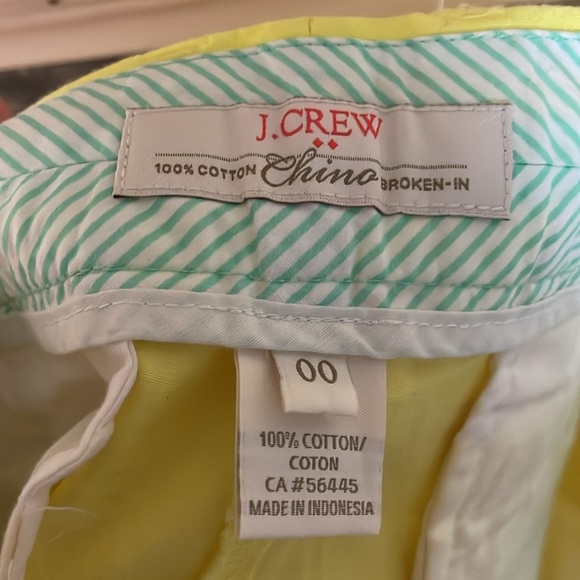 J. Crew Size 00 Bright Yellow Broken-In Chino 100% Cotton Low-rise 3.5” Shorts - Picture 8 of 9